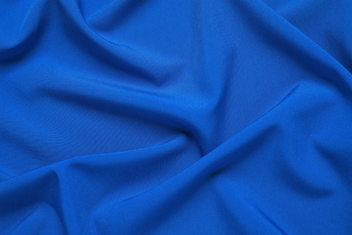 Crumpled fabric, top view. Color of the year 2020 (Classic blue)
