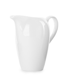 Stylish empty ceramic jug isolated on white