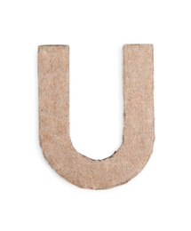 Letter U made of cardboard isolated on white