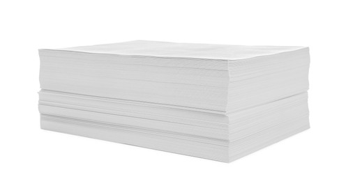 Stack of blank paper sheets isolated on white