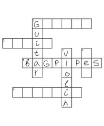 Illustration of crossword with answers on white background