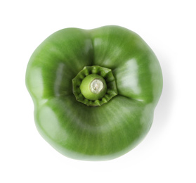 Ripe green bell pepper isolated on white, top view