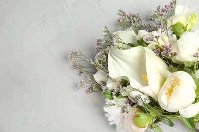 Bouquet of beautiful fragrant flowers on table