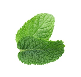 Photo of Fresh green mint leaves isolated on white, top view