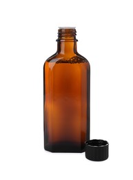 Bottle of syrup isolated on white. Cough and cold medicine