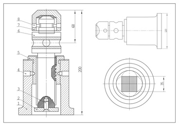 Technical drawing as background. Plan of mechanism