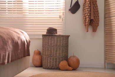 Cozy room interior inspired by autumn color scheme