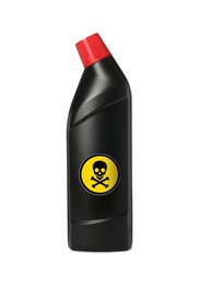 Image of Bottle of toxic household chemical with warning sign on white background