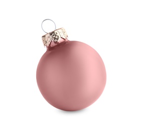Beautiful pink Christmas ball isolated on white