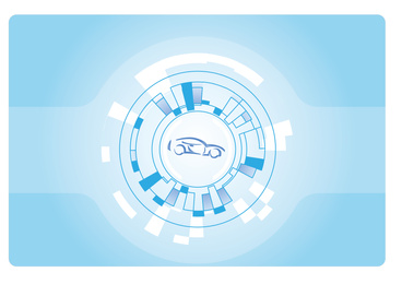 Illustration of Futuristic technology concept. Digital illustration of car