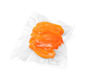 Vacuum pack of bell pepper isolated on white