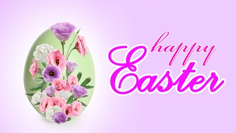 Happy Easter. Egg floral design on color background