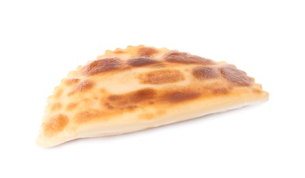 Delicious fried cheburek isolated on white. Traditional pastry