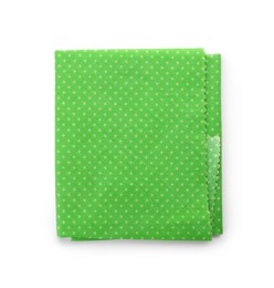 Green reusable beeswax food wrap on white background, top view