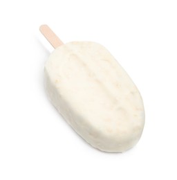 Ice cream bar with glaze on white background
