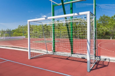 Football gate on field at outdoor sports complex