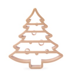 Photo of Cookie cutter in shape of Christmas tree isolated on white