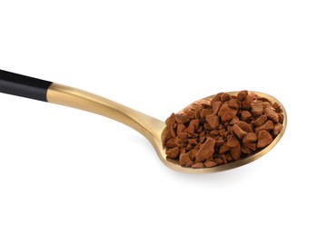 Spoon with aromatic instant coffee isolated on white