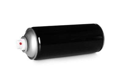 Black can of spray paints on white background