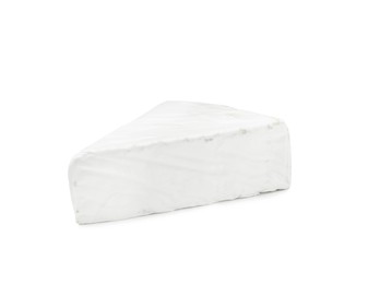 Piece of tasty brie cheese isolated on white