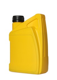 Motor oil in yellow container isolated on white