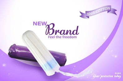 Tampons on color background. Mockup for your brand  