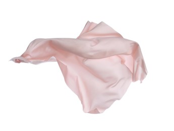 Beautiful light pink silk floating on white background