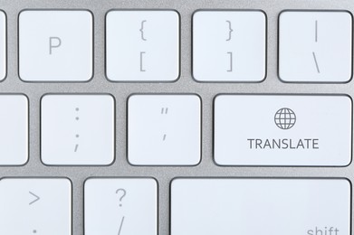 Modern computer keyboard with button for quick translation, top view