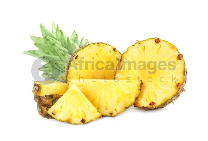 Photo of Slices of fresh pineapple isolated on white