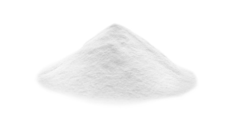 Pile of baking soda isolated on white