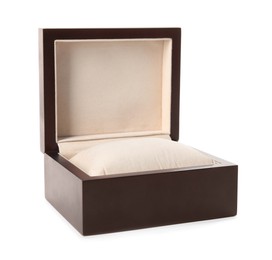 Empty stylish watch box isolated on white