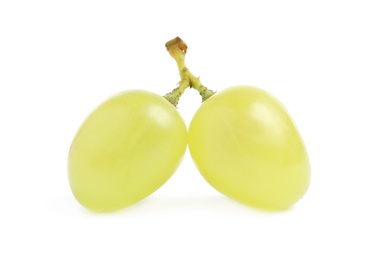 Delicious ripe green grapes isolated on white