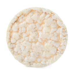 Puffed rice cake isolated on white. Healthy snack
