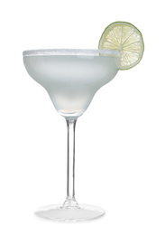 Fresh alcoholic Margarita cocktail isolated on white