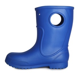 Modern blue rubber boot isolated on white