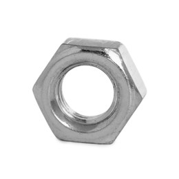 One metal hexagon nut isolated on white