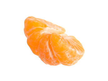 Peeled fresh juicy tangerine isolated on white