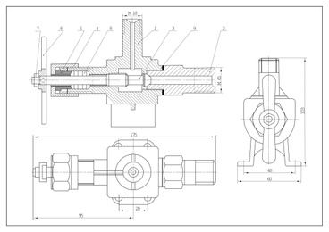 Technical drawing as background. Plan of mechanism