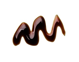 Photo of Balsamic glaze on white background, top view