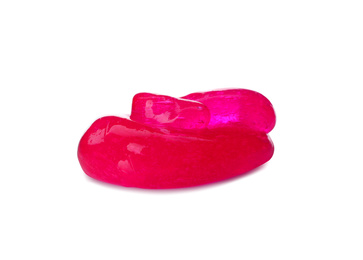 Photo of Pink slime isolated on white. Antistress toy