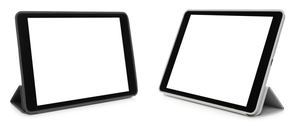 Tablet computers on white background. Mockup for design