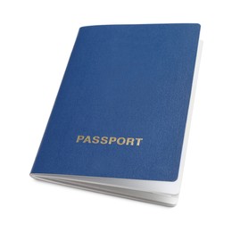 One blue passport isolated on white. Identification document
