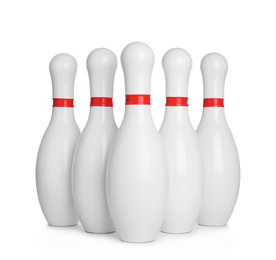 Bowling pins with red stripes isolated on white