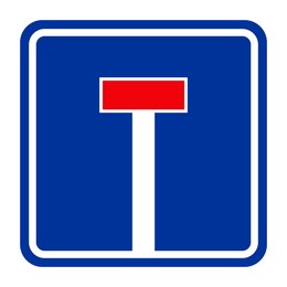 Traffic sign NO THROUGH ROAD FOR VEHICLES on white background, illustration 