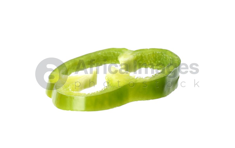 Slice of ripe green bell pepper isolated on white