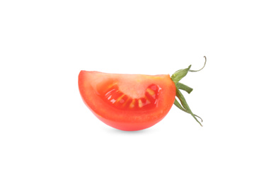Piece of tasty raw tomato isolated on white