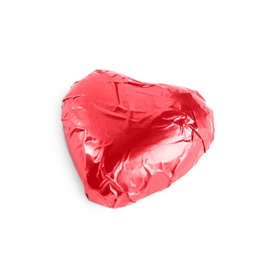 Heart shaped chocolate candy isolated on white