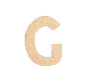 Letter G made of cardboard isolated on white