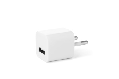 USB power adapter for battery charging isolated on white