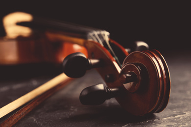 Beautiful classic violin, closeup view. Musical instrument